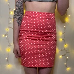 Ann Taylor Hot Pink Polka Dotted Pencil Skirt